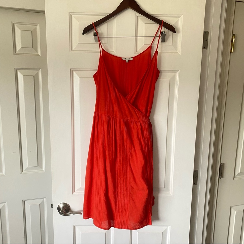 Madewell Red Spaghetti Strap Wrap Dress